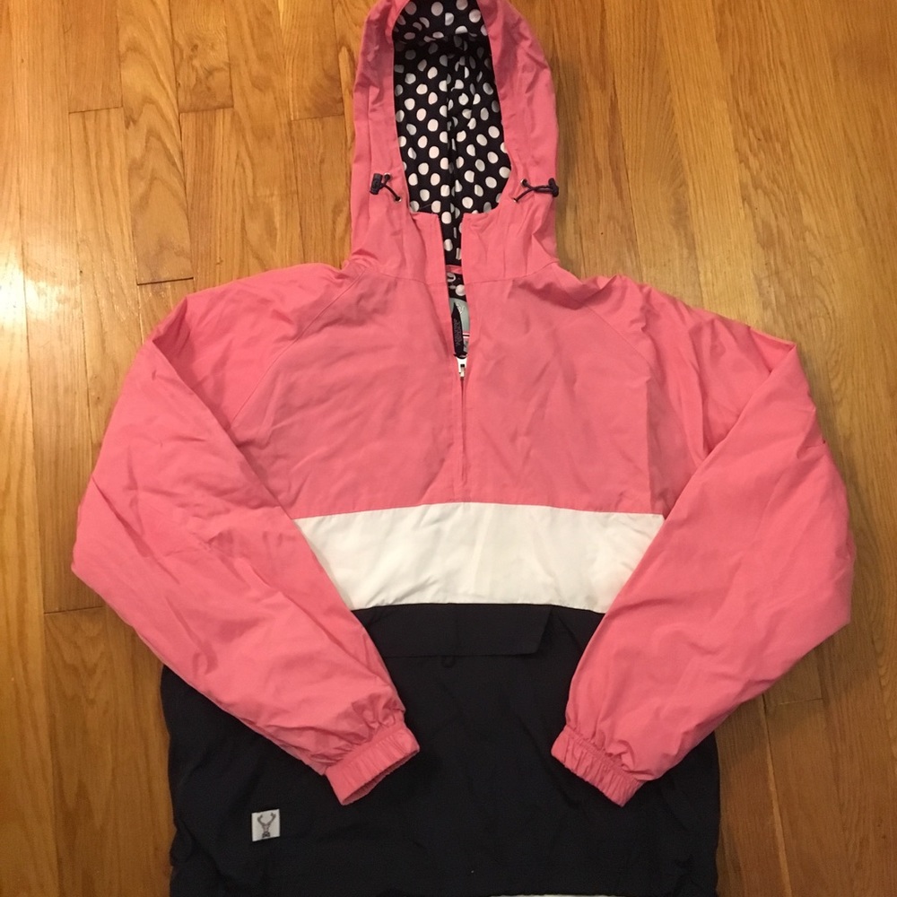 Pink, White, and Navy Raincoat